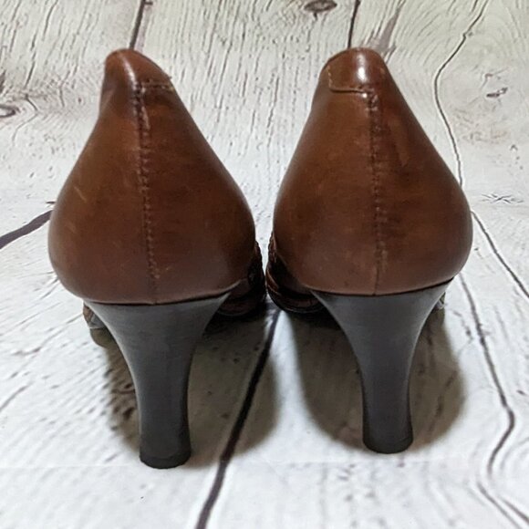 SOFFT Brown Open Weave High Heels 8.5 peep toe cushion insoles NWOB - Picture 7 of 10